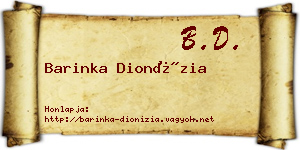 Barinka Dionízia névjegykártya